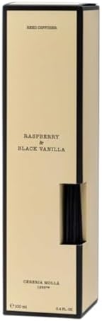 Cereria Molla Mikado Reed Diffuser Set All Natural Essential Oil Refillable 34 FL OZ Raspberry Black Vanilla