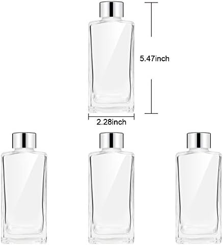 Set of 4 Glass Diffuser Bottles with Silver Caps - 55 Inches High
