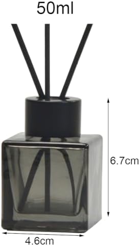 2PCS Glass Diffuser Bottles Empty Square Shaped Jar Container for Fragrance DIY Replacement and Decor Grey