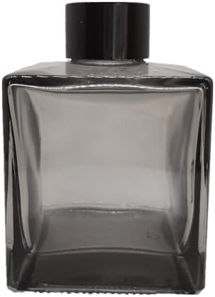 PimyRcyi Reed Diffuser Set 4pcs 200ml Square Glass Jar With Black Sticks For DIY Fragrance Replacement