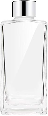 Set of 4 Glass Diffuser Bottles with Silver Caps - 55 Inches High