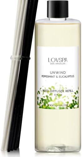 LOVSPA Reed Diffuser Oil Refill - UNWIND Peppermint Eucalyptus 8oz