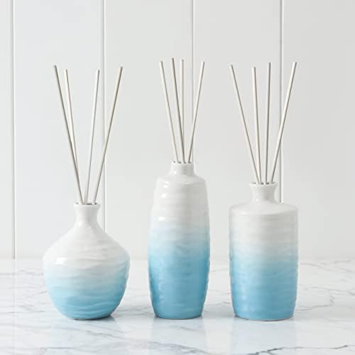Ceramic Diffuser Bottles Set of 3 Blue White Gradient