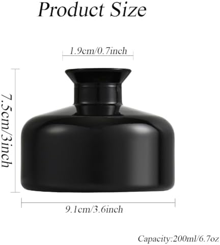 200ml Black Round Glass Diffuser Bottle