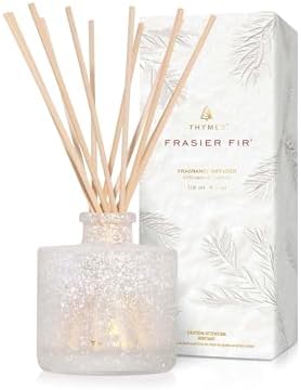 Thymes Frasier Fir Reed Diffuser Set 4 Fl Oz White Flocked
