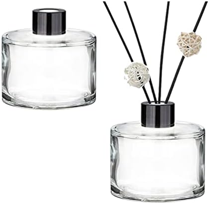 2PCS Clear Glass Diffuser Bottles with Black Caps
