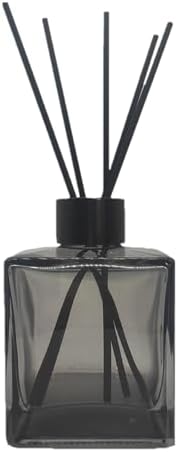PimyRcyi Reed Diffuser Set 4pcs 200ml Square Glass Jar With Black Sticks For DIY Fragrance Replacement
