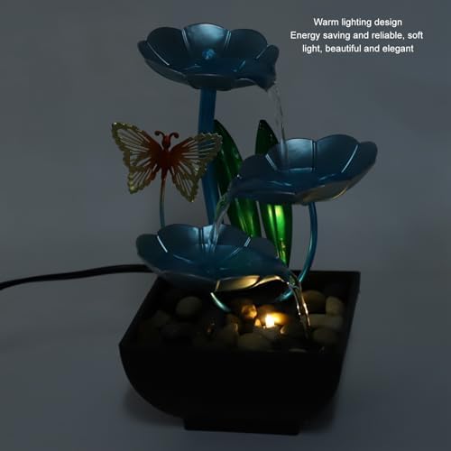 Small Tabletop Waterfall Fountain with LED Light and USB Plug