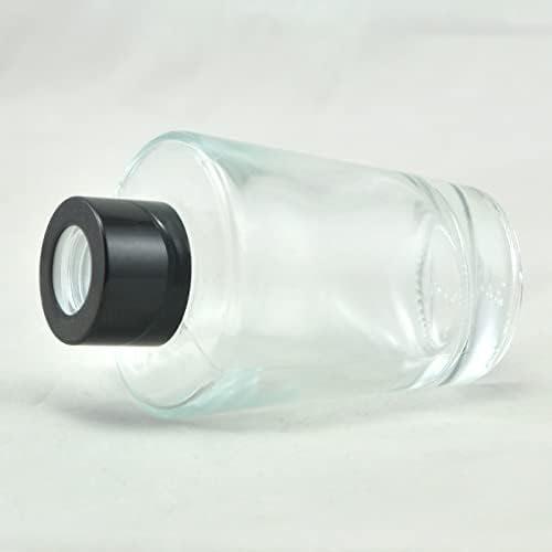 Set of 4 Inverted Cone Reed Diffuser Glass Bottles with Black Caps