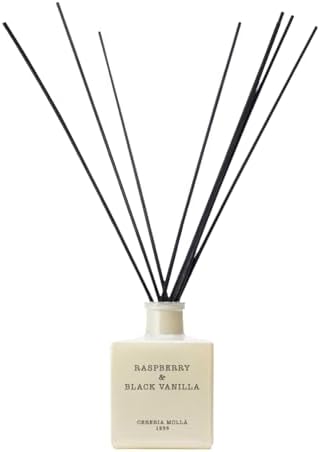 Cereria Molla Mikado Reed Diffuser Set All Natural Essential Oil Refillable 34 FL OZ Raspberry Black Vanilla