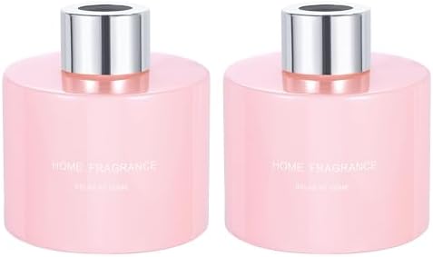 HARFINGTON 2pcs Empty Glass Diffuser Bottle 140ml Refillable Aromatherapy Jar with Silver Cap