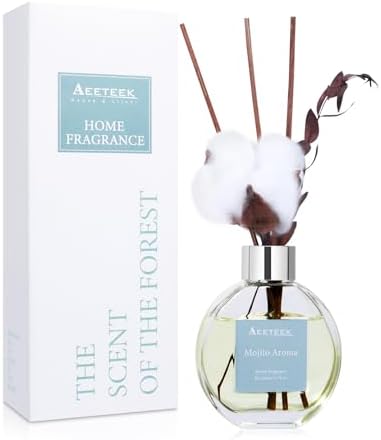 Mojito Aroma Reed Diffuser Set with 4 Sticks and Dry Flowers