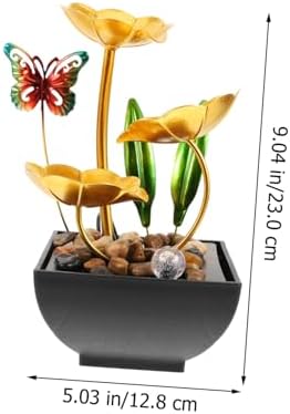 Cabilock Tabletop Water Fountain Lotus Leaf Design USB Powered Indoor Decor Ornament for Home Office