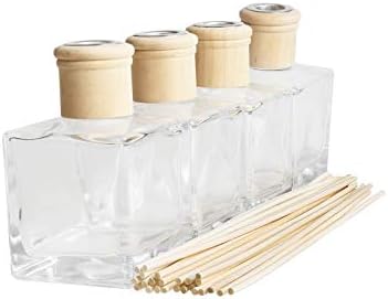 Crazy Huayi Reed Diffuser Set of 4 Glass Bottles with Rattan Sticks 200ml
