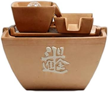 FXJ Ceramic Tabletop Fountain for Home Office Relaxation