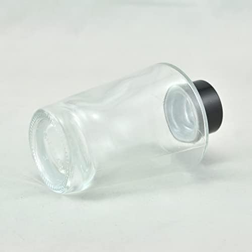 Set of 4 Inverted Cone Reed Diffuser Glass Bottles with Black Caps