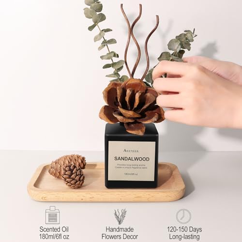 Aeeteek Reed Diffuser Set with Sandalwood Cedarwood Scent