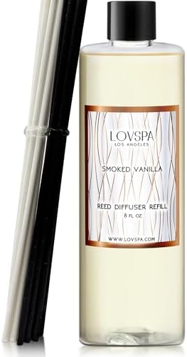 LOVSPA Smoked Vanilla Reed Diffuser Refill - 8oz with 2 Sets of Replacement Sticks