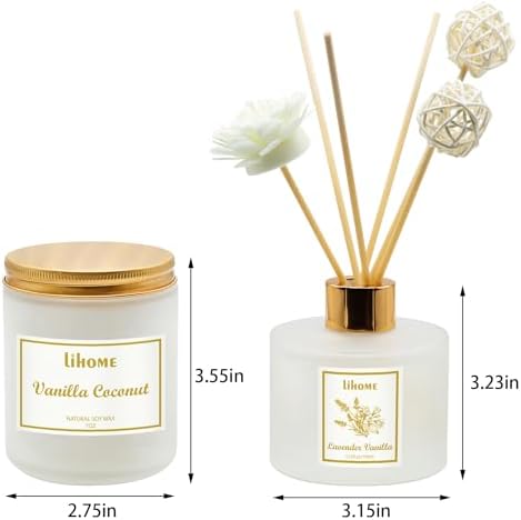 Gifts for Women - Vanilla Coconut Reed Diffuser Candle Set