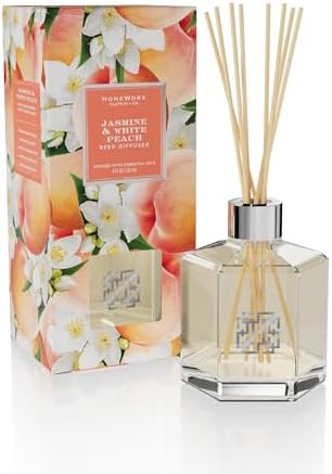 HomeWorx by SLATKIN CO Jasmine White Peach Reed Diffuser