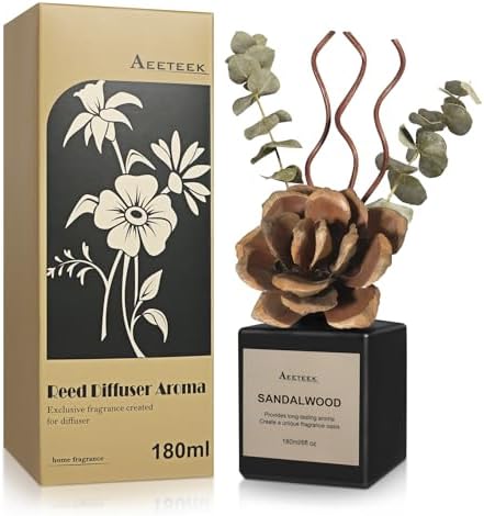 Aeeteek Reed Diffuser Set with Sandalwood Cedarwood Scent
