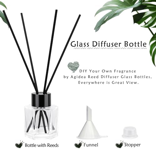 4PCS Clear Glass Diffuser Bottles with Black Caps and Sticks Set