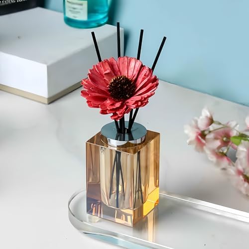 Crystal Glass Aromatherapy Bottles - Empty Refillable Diffuser Vases Gray