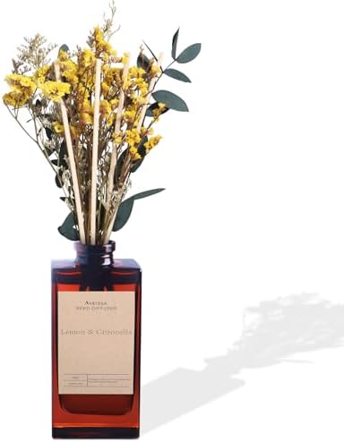Lemon Citronella Reed Diffuser Set with Flower Decor