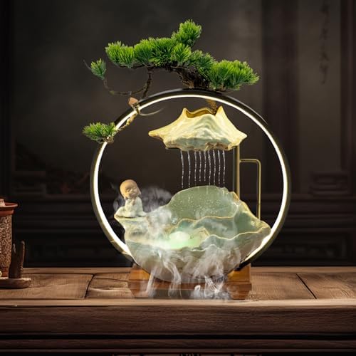 Zen Desktop Water Fountain with LED and Fog for Home Office