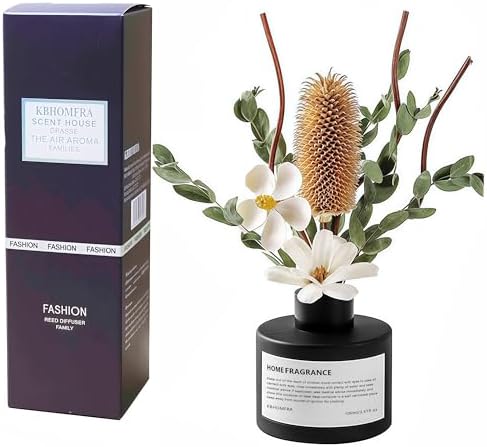 KBHOMFRA Pure White Gardenia Reed Diffuser Set