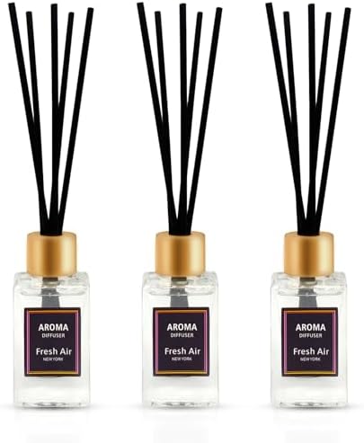 Pierides 3-Scent Reed Diffuser Set with Vanilla Eucalyptus and Ocean Scented Oil