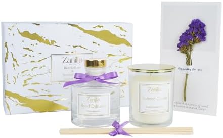 Floral Gift Set with Scented Candle and Reed Diffuser