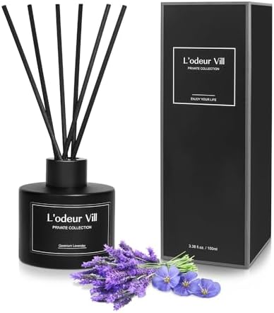 Lodeur Vill Reed Diffuser Set with 6 Sticks and 100ml Lavender Geranium Essential Oil