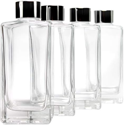 Set of 4 Glass Diffuser Bottles with Silver Caps - 55 Inches High