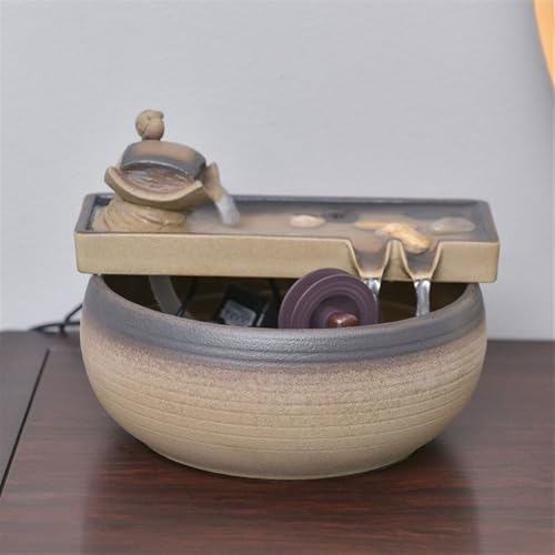 MOOWI Ceramic Tabletop Water Fountain for Wealth and Relaxation