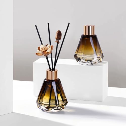 2PCS 60ML Amber Glass Diffuser Jars with Gold Lid and Rubber Plug