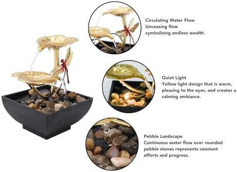 Leaf Dragonfly USB Tabletop Fountain with LED Light