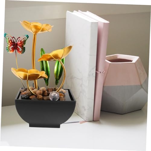 Cabilock Tabletop Water Fountain Lotus Leaf Design USB Powered Indoor Decor Ornament for Home Office