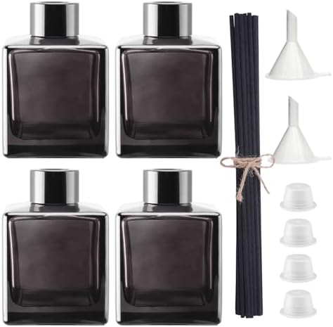 4PCS Glass Diffuser Bottles with 20 Reeds and Accessories