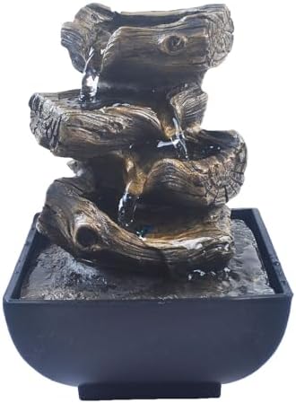 Tabletop Water Fountain with 4-Tier Resin and LED Lights