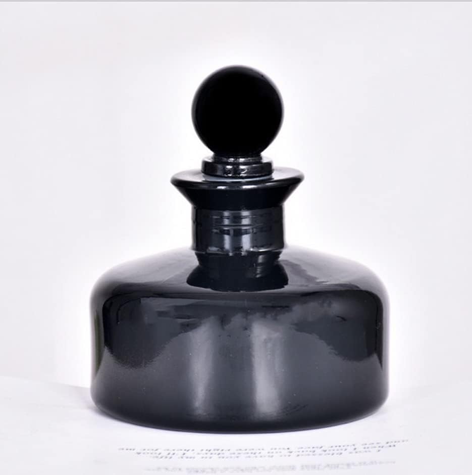 QUUPY 200ml Black Glass Diffuser Jar for DIY and Home Decor