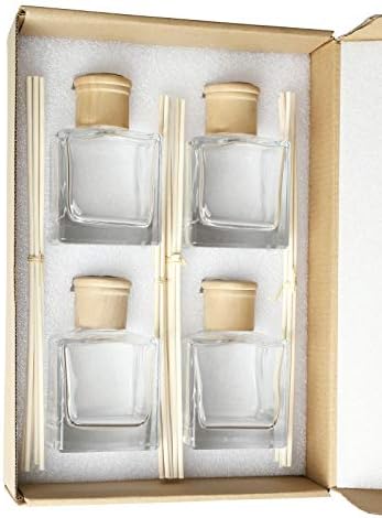 Crazy Huayi Reed Diffuser Set of 4 Glass Bottles with Rattan Sticks 200ml
