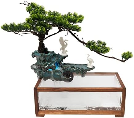SanBouSi Tabletop Fountain with Fish Tank and LED Light