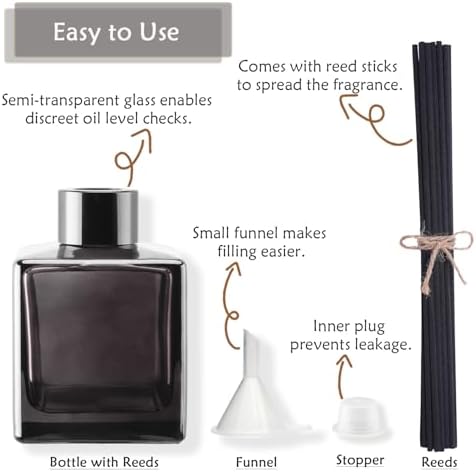 4PCS Glass Diffuser Bottles with 20 Reeds and Accessories