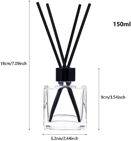 Crazy Huayi 4pcs 150ml Glass Diffuser Set with Black Caps and Reed Sticks