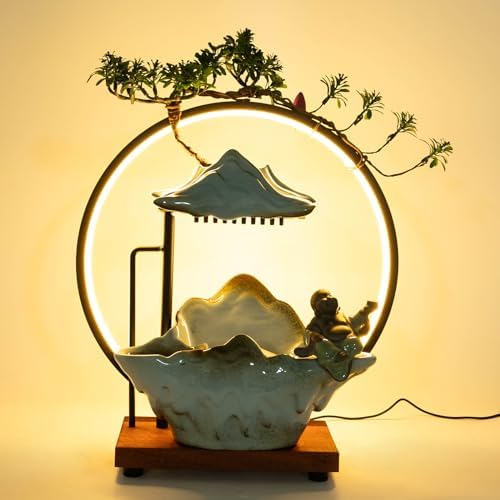 Tabletop Fountain with LED Light and Mist Atomizer