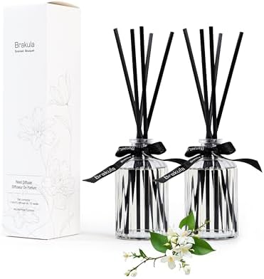 Brakula 2 Pack White Jasmine Mint Reed Diffuser Set