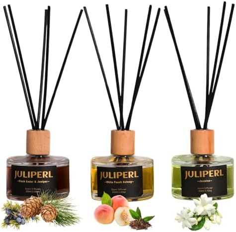 JULIPERL Reed Diffuser Set - Jasmine Cedar Peach