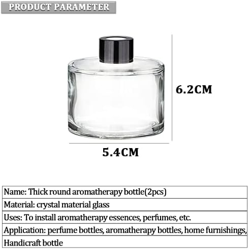 2PCS Clear Glass Diffuser Bottles with Black Caps