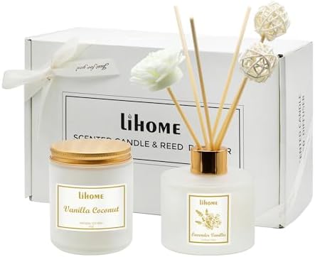 Gifts for Women - Vanilla Coconut Reed Diffuser Candle Set